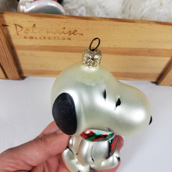 Kurt Adler Polonaise Peanuts Ornaments Snoopy and Lucy in Wood Crate - Picture 2 of 16